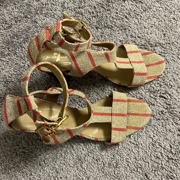 7 for all mankind high Heel Sandals Chunky Heel Ankle Strap Sandals - Picture 1 of 3